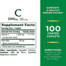 Nature's Bounty 1000 mg Vitamin C with Rose Hips Coated Caplets (Bottle of 100)