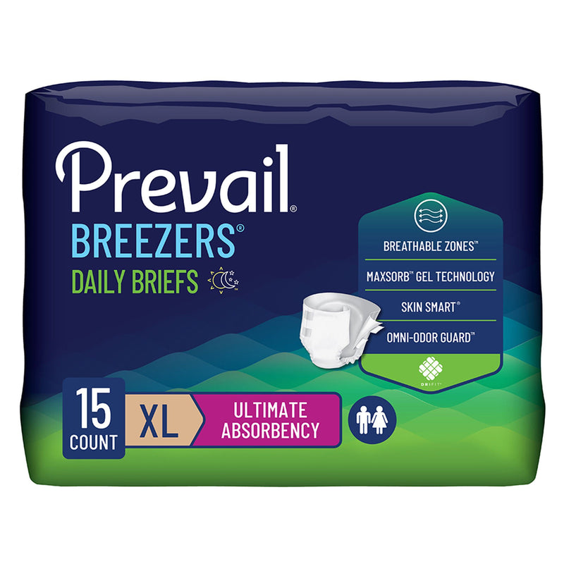 Prevail Breezers Ultimate Absorbency Incontinence Briefs, Extra Large (Case of 60)