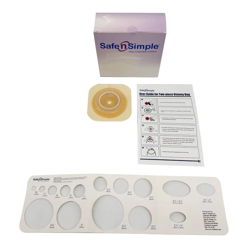 Ostomy Barrier Trim to Fit, Extended Wear Adhesive Tape Collar 45 mm Flange Up to 1-1/4 Inch Opening 4-1/2 X 4-1/2 Inch (40/CS) 