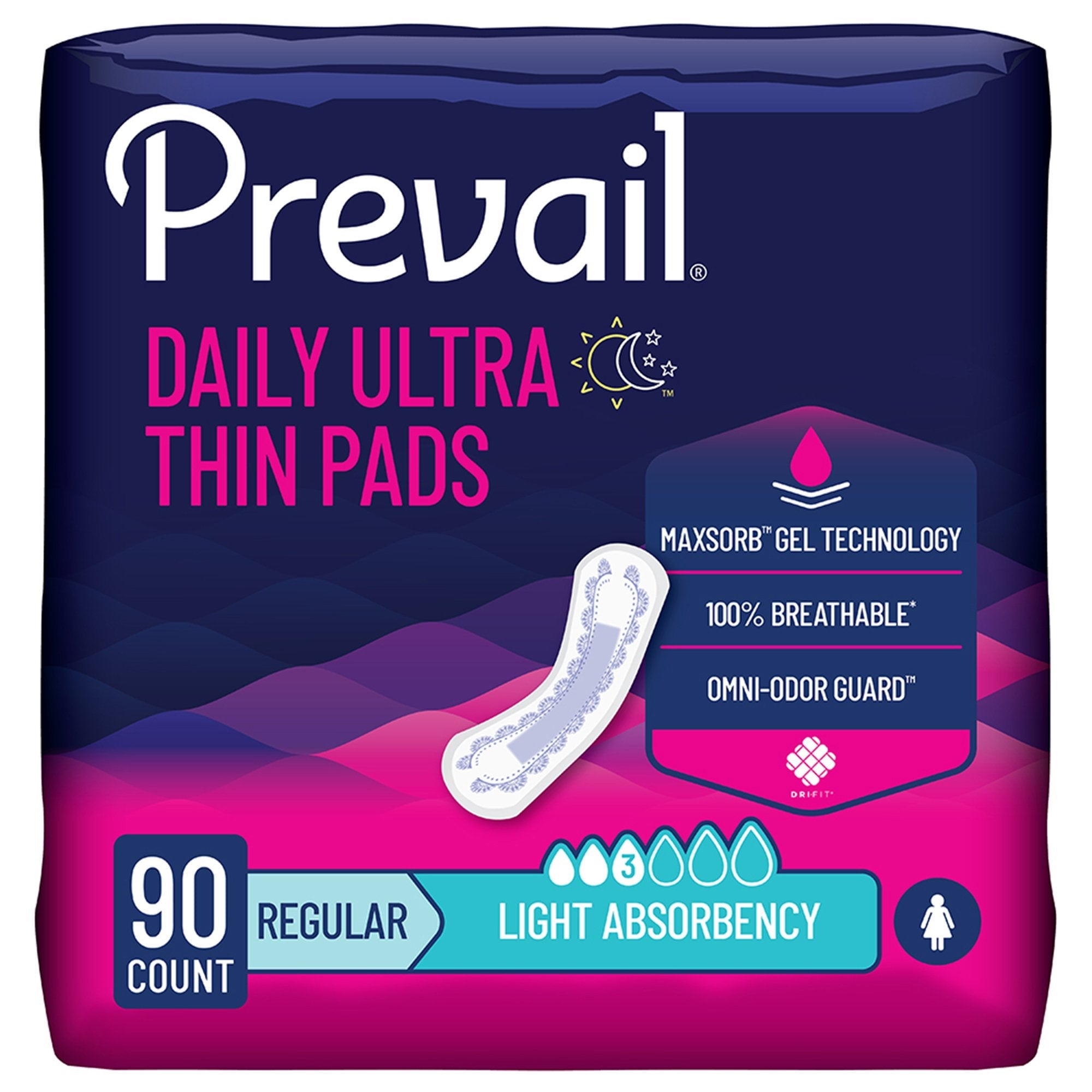 First Quality Products LLC Prevail Daily Pads Light Absorbency Bladder Control Pad, 9¼ Inch (90/CS) 