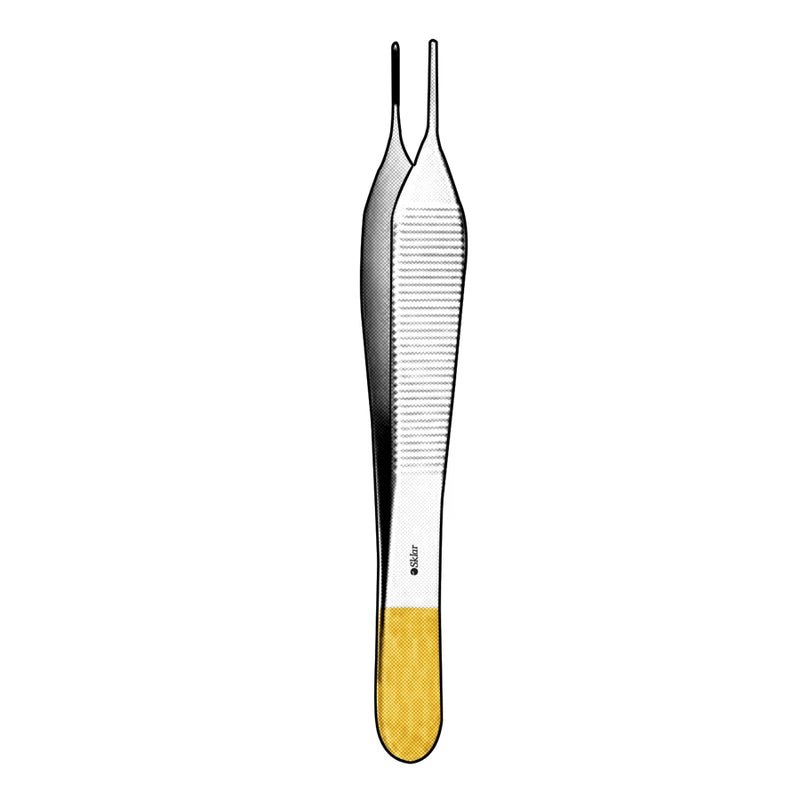 Sklar TC Adson Tissue Forceps - 6", Straight, Serrated, 1x2 Teeth, 0.5mm Tip, with Tying Platform - 51-3450