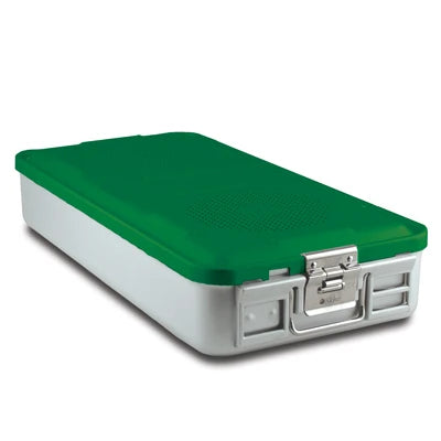 SklarLite Sterilization Container - Full-Size, Safe Lid, Non-Perforated Bottom, 23" x 11" x 4", Green - 10-4032