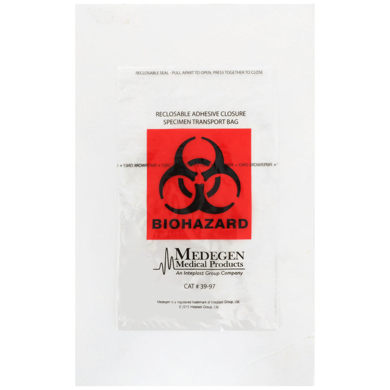 Medegen Specimen Transport Bag with Document Pouch, Adhesive Closure, 6 x 9 Inch (Case of 1000)