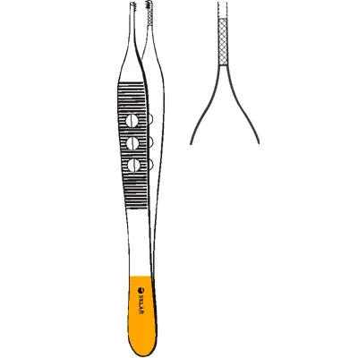 Sklar LiteGrip TC Adson-Brown Tissue Forceps - 4-3/4", Straight, Side-Grasping 7x7 Teeth, with Cross-Serrated Tying Platform - 51-1448