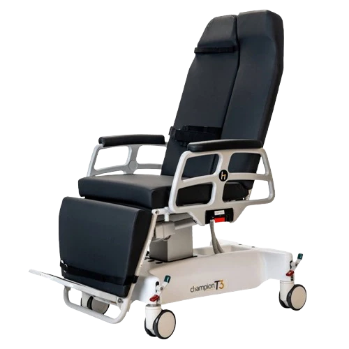 Champion T3 Procedure Chair  with Short Wheelbase and Blue Fusion Fabric