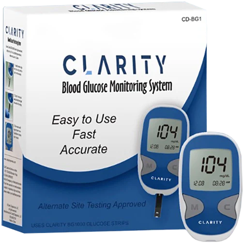 Clarity Diagnostics Clarity BG1000 Blood Glucose Meter  includes 5 Boxes of CD-BG5 Glucose Strips