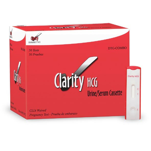 Clarity Diagnostics Clarity hCG Combo Urine/Serum Pregnancy Test Cassette (50/Box)  CLIA Waived