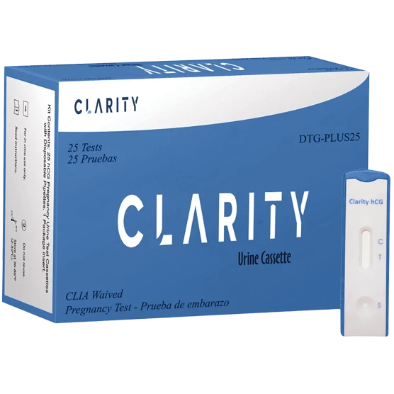 Clarity hCG Urine Cassette Pregnancy Test  Box of 25
