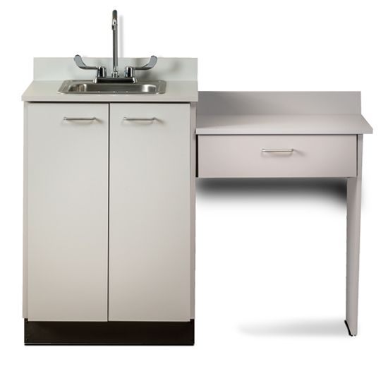 Clinton 24" Base Cabinet Set with 2 Doors and Desk  Slate Gray, Slate Gray