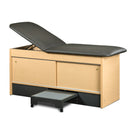 Clinton 27" Wide Cabinet Table with Double Sliding Doors and Pull Out Step Stool  27" Wide, Slate Gray, Black