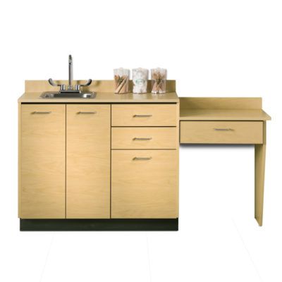 Clinton 42" Base Cabinet Set with 3 Doors, 3 Drawers, and Desk  Maple, Dark Cherry