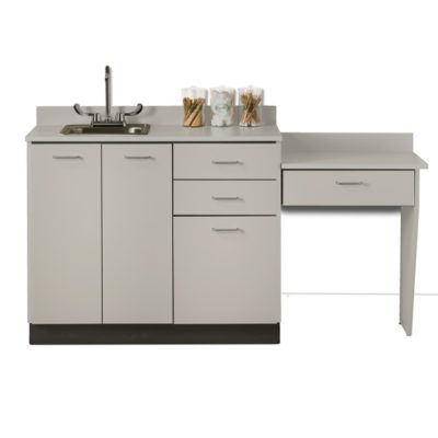 Clinton 42" Base Cabinet Set with 3 Doors, 3 Drawers, and Desk  Maple, Gray