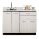 Clinton 48" Base Cabinet with 4 Doors, 2 Drawers, and Sink  Gray, Slate Gray with Sink on the Right