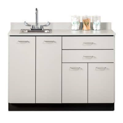 Clinton 48" Base Cabinet with 4 Doors, 2 Drawers, and Sink  Gray, Slate Gray with Sink on the Right