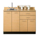 Clinton 48" Base Cabinet with 4 Doors, 2 Drawers, and Sink  Maple, Slate Gray with Sink on the Right