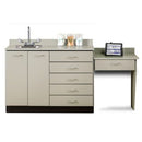 Clinton 48" Base Cabinet Set with 2 Doors, 5 Drawers, and Desk - Ashen Gray