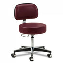 Clinton 5-Leg Pneumatic Stool with D-Shaped Lever - With Backrest - Burgundy