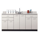 Clinton 72" Base Cabinet with 6 Doors and 3 Drawers  Gray, Gray with Sink on the Left