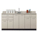 Clinton 72" Base Cabinet with 6 Doors and 3 Drawers  Slate Gray, Slate Gray with Right Side Faucet with