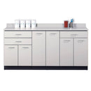 Clinton 72" Base Cabinet with 6 Doors and 3 Drawers  Gray, Gray with a Left Side Stainless Steel Sink a