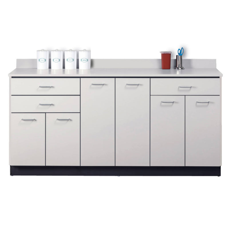Clinton 72" Base Cabinet with 6 Doors and 3 Drawers  Gray, Gray with a Left Side Stainless Steel Sink a