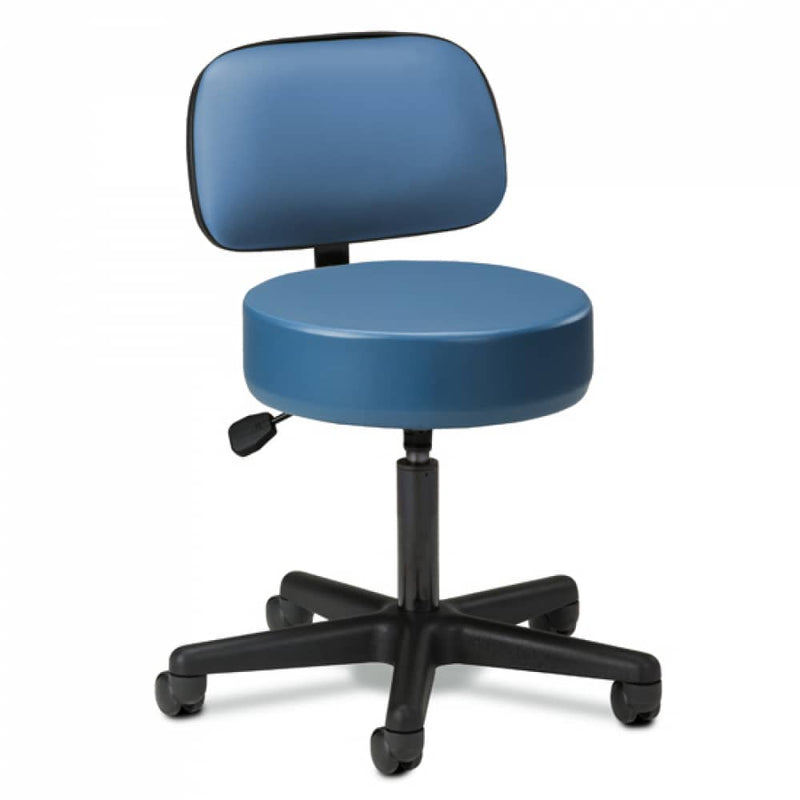 Clinton Black Base 5-Leg Pneumatic Stool  With Backrest - Royal Blue