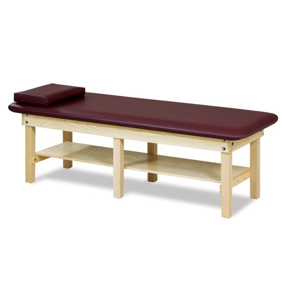 Clinton Classic Series Bariatric Treatment Table with Shelf/Low Height  Dark Cherry Laminate with Black