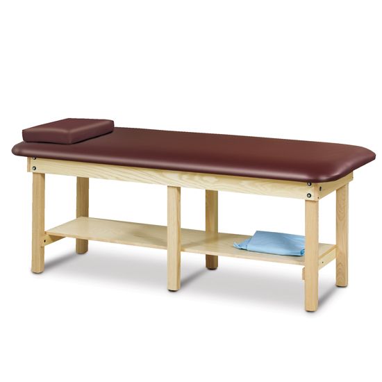 Clinton Classic Series Bariatric Treatment Table with Shelf  Dark Cherry Laminate with Black