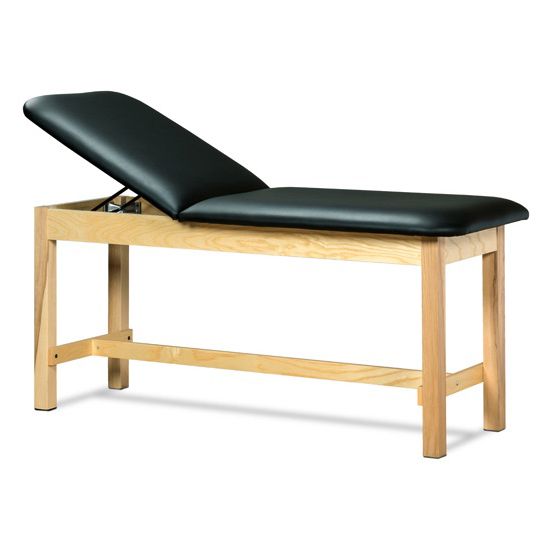 Clinton Classic Series Treatment Table with H-Brace and Black upholstery