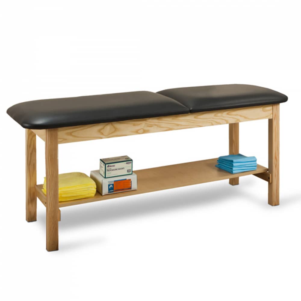 Clinton Classic Series Treatment Table with Shelf - Black with Natural Finish