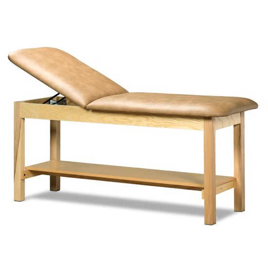 Clinton Classic Series Treatment Table with Shelf - Desert Tan with Natural Finish