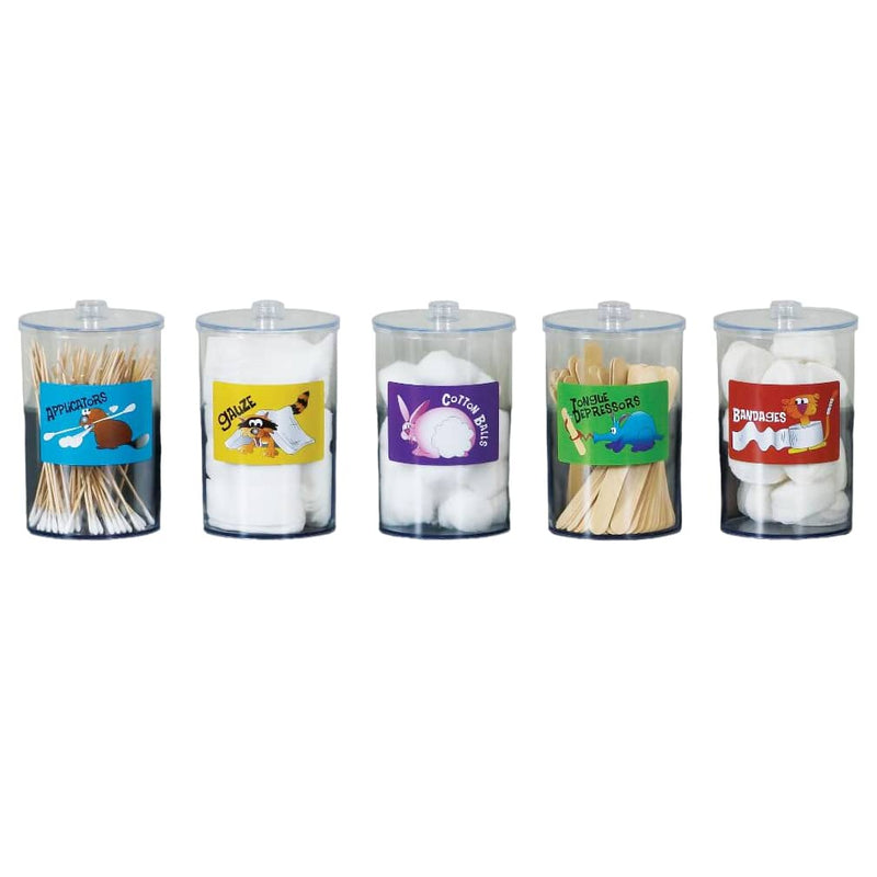 Clinton Labeled Clear Plastic Animal Pals Sundry Jars