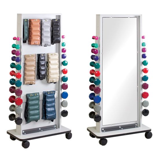 Clinton Combo Mirror Cuff Weight and Dumbbell Rac  Gray