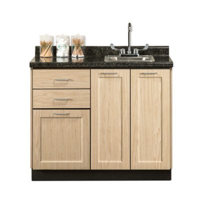 Clinton Fashion Finish 42" Base Cabinet with 3 Doors and 2 Drawers  Sunlight Oak