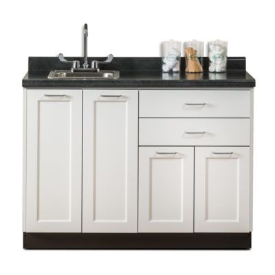 Clinton Fashion Finish 48" Base Cabinet with 4 Doors and 2 Drawers  Arctic White