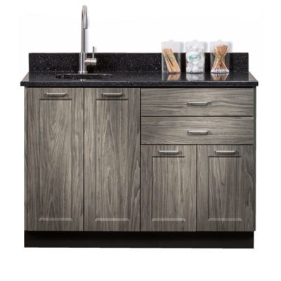 Clinton Fashion Finish 48" Base Cabinet with 4 Doors and 2 Drawers  Metropolis Gray