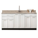 Clinton Fashion Finish 72" Base Cabinet with 6 Doors and 3 Drawers  Arctic White