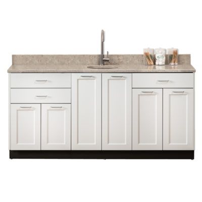 Clinton Fashion Finish 72" Base Cabinet with 6 Doors and 3 Drawers  Arctic White
