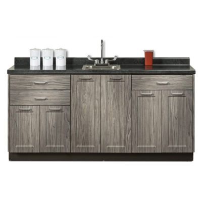 Clinton Fashion Finish 72" Base Cabinet with 6 Doors and 3 Drawers  Metropolis Gray