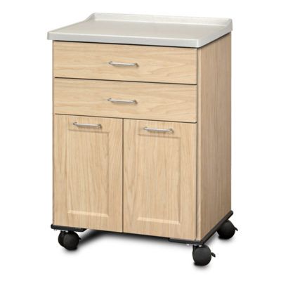 Clinton Fashion Finish Molded Top Mobile Treatment Cabinet with 2 Doors and 2 Drawers  Sunlight Oak