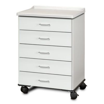 Clinton Fashion Finish Molded Top Mobile Treatment Cabinet with 5 Drawers - Arctic White