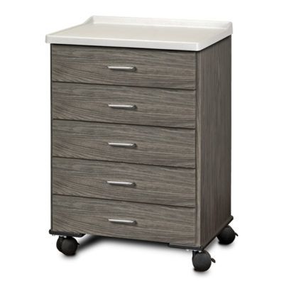 Clinton Fashion Finish Molded Top Mobile Treatment Cabinet with 5 Drawers - Metropolitan Gray