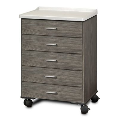 Clinton Fashion Finish Molded Top Mobile Treatment Cabinet with 5 Drawers  Metropolis Gray