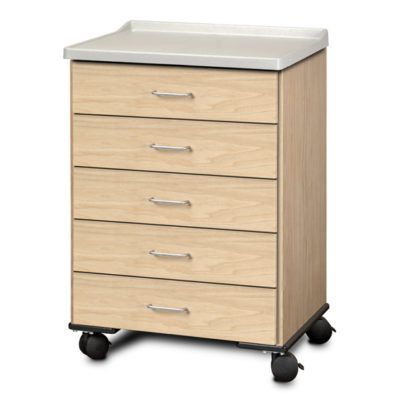 Clinton Fashion Finish Molded Top Mobile Treatment Cabinet with 5 Drawers - Sunlight Oak