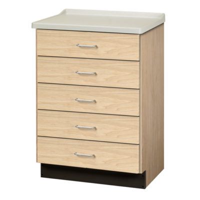 Clinton Fashion Finish Molded Top Treatment Cabinet with 5 Drawers  Sunlight Oak