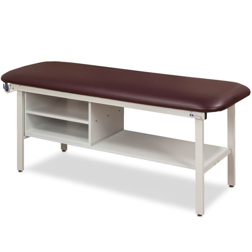 Clinton Flat Top Alpha Series Straight Line Treatment Table with Shelving