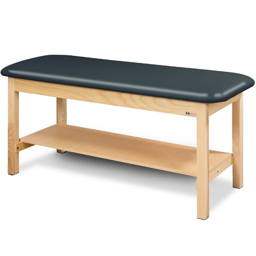 Clinton Flat Top Classic Series Straight Line Treatment Table with Full Shelf  27" Wide x 48" Long with Natural Finish and Royal