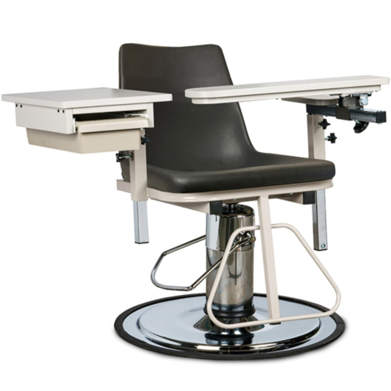 Clinton H Series E-Z-Clean Hydraulic Blood Drawing Chair with Drawer  Upholstered Flip Arm - Wedgewood