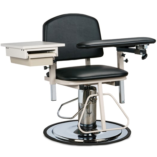 Clinton H Series Padded Blood Drawing Chair with Padded Flip Arm and Drawer  ClintonClean Flip Arm/Elbow Rest - Wedgewood