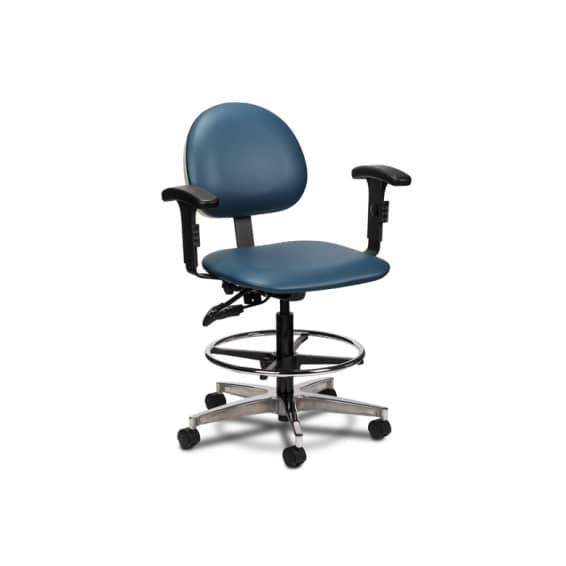 Clinton Lab Stool with Contour Seat and Backrest and Armrests  Black
